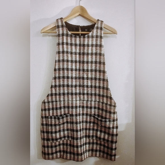 Zara Trf Collection Checkered Mini Pinafore Dress - Picture 3 of 3